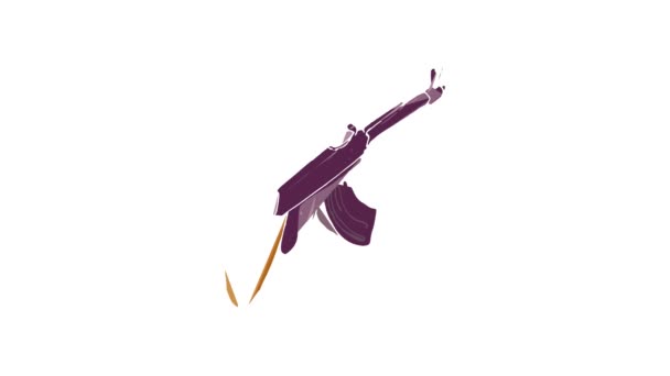 Animation des Automaten AK 47 mit Symbolen — Stockvideo