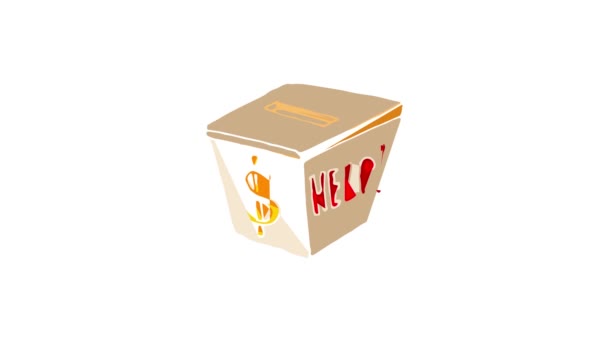 Box with cash donations icon animation — Stock Video