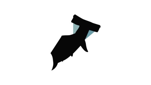 Hammerhead haai pictogram animatie — Stockvideo