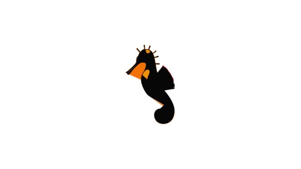 Cavalluccio marino, icona dell'ippocampo animazione — Video Stock