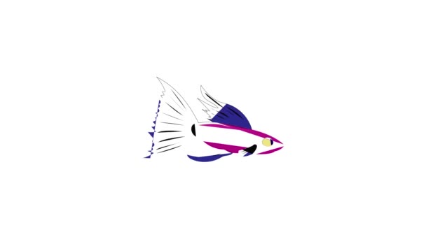 Small purple fish icon animation — Stock Video