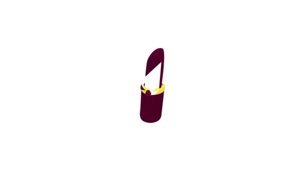 Animación icono lápiz labial púrpura — Vídeos de Stock