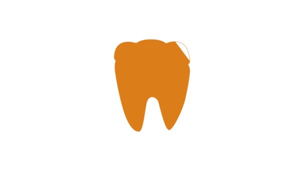 Tooth with golden dental crown icon animation — Stock Video