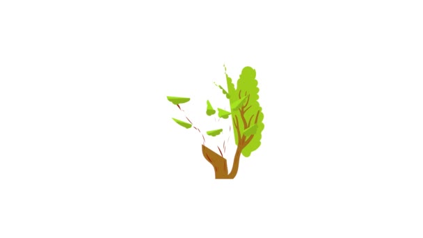 Grüne Animation von mehrstämmigen Baumsymbolen — Stockvideo