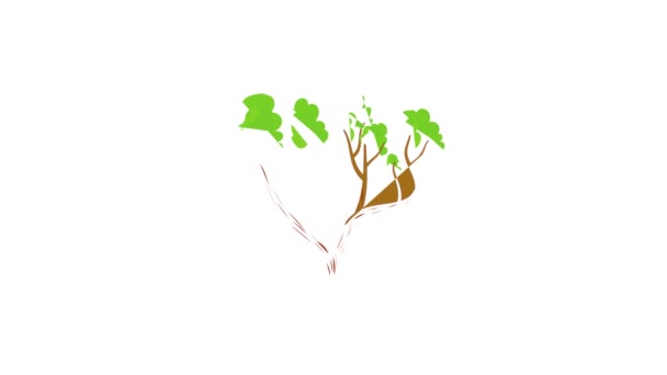 A tree with a spreading green crown icon animation — Stock Video