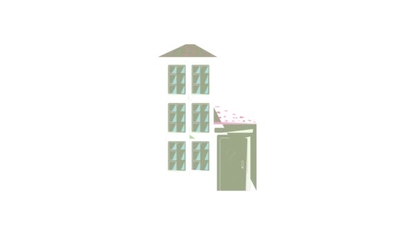 Three storey house icon animation — Stock Video