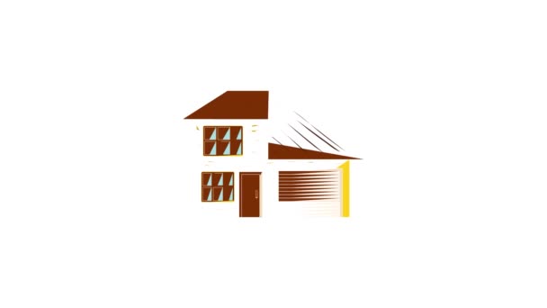 Yellow two storey house with garage icon animation — Stock Video