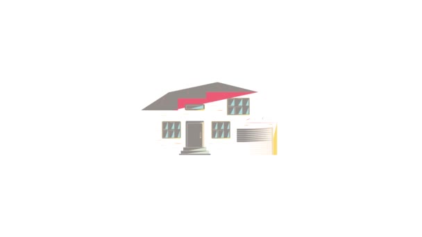 Two storey house with a garage icon animation — Stock Video