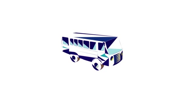 Blauwe bus pictogram animatie — Stockvideo