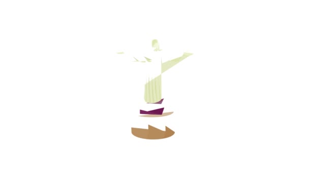 Statue of Christ Redeemer icon animation — Stock Video