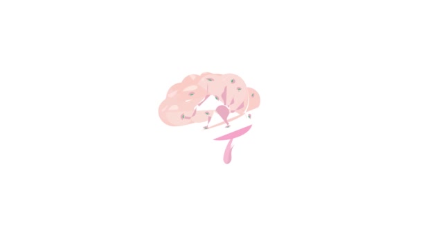 Sensores en la animación del icono del cerebro humano — Vídeos de Stock