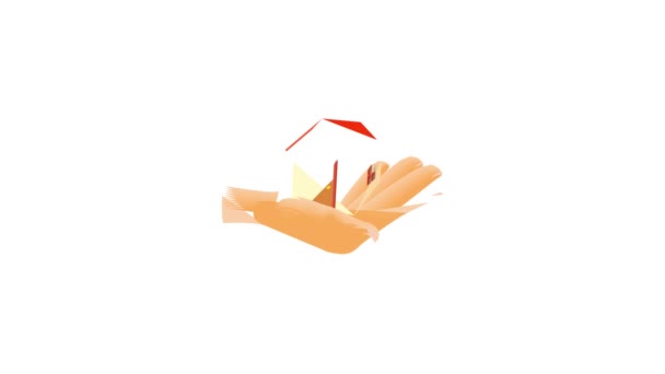 Mão segurando animação ícone casa — Vídeo de Stock