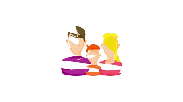 Familie avatars pictogram animatie — Stockvideo