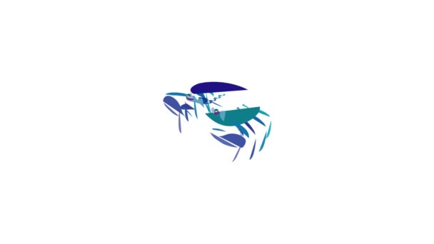 Анимация иконок синего краба — стоковое видео