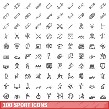 100 spor Icons set, anahat stili