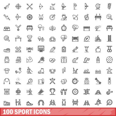 100 spor Icons set, anahat stili
