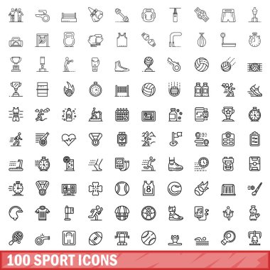 100 spor Icons set, anahat stili