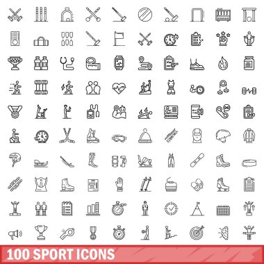 100 spor Icons set, anahat stili