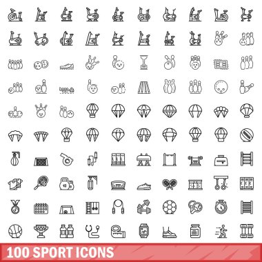 100 spor Icons set, anahat stili
