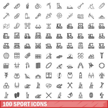 100 spor Icons set, anahat stili