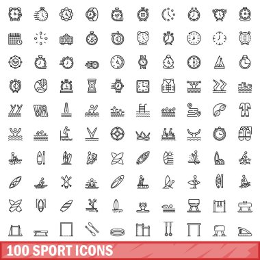 100 spor Icons set, anahat stili