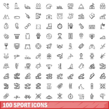 100 spor Icons set, anahat stili