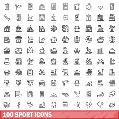 100 spor Icons set, anahat stili