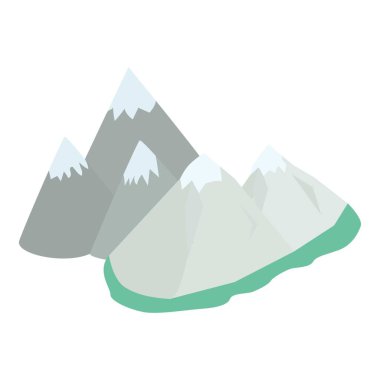 İsviçre dağ ikonu izometrik vektörü. Kar tepeli ikonu olan yüksek dağ