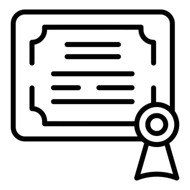 Diploma sınavı ikonu ana hatları vektörü. Okul eğitimi