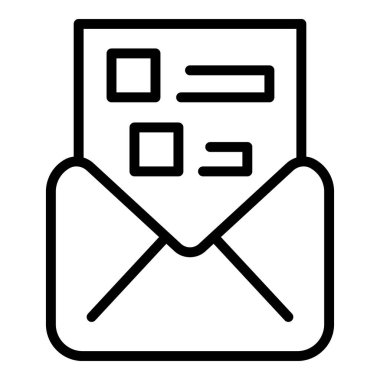 E- posta sınav simgesi ana hatları vektörü. Çevrimiçi test