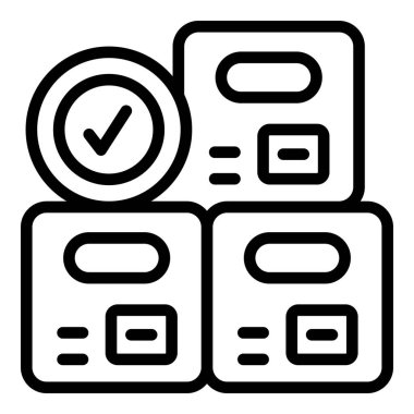 Onaylanmış kontrol simgesi dış hat vektörü. Bilgisayar yönetimi