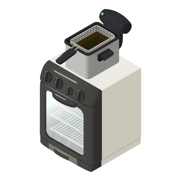 Icono de tecnología de cocina vector isométrico. Nuevo horno moderno y freidora icono — Archivo Imágenes Vectoriales