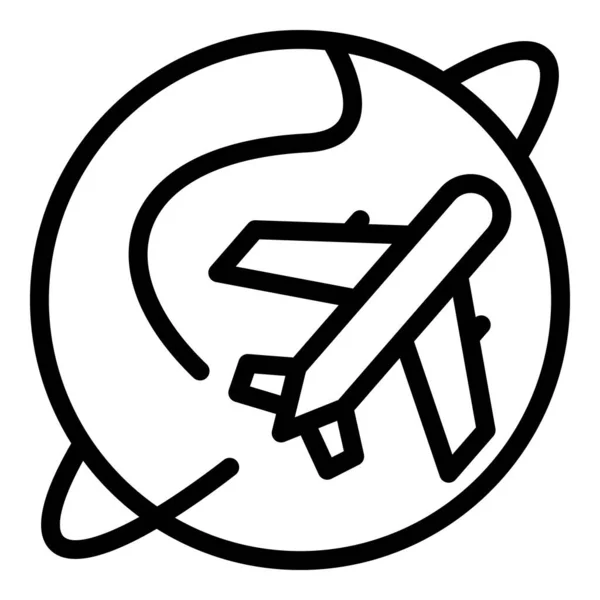 Flugzeug-Kreuzfahrt-Symbol-Umrissvektor. Weltreise — Stockvektor