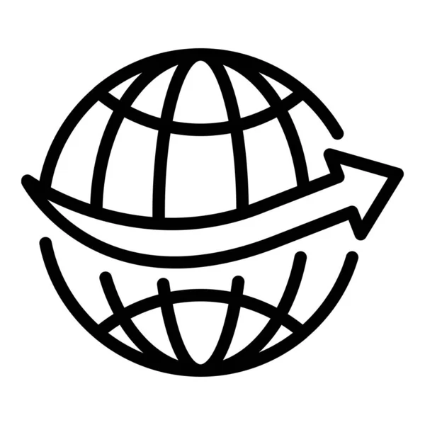 Ícone de jornada do planeta vetor esboço. Globo mundial — Vetor de Stock