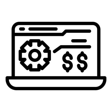 Çevrimiçi dizüstü bilgisayar mağazası ikonu ana hatları vektörü. Bilgisayar deposu