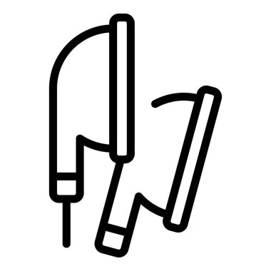 Laptop kulaklıklar ikon ana hatları vektörü. Bilgisayar deposu