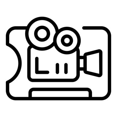 Eski sinema bileti ikonu ana hat vektörü. Film kitabı.