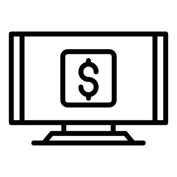 Compre vetor de contorno de ícone de monitor. Loja de portáteis — Vetor de Stock