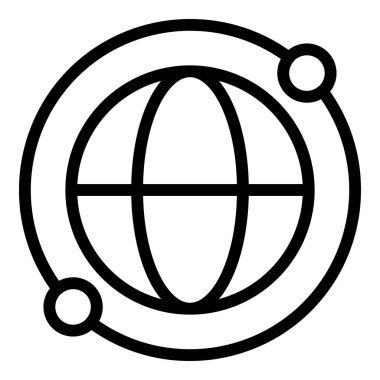 Küresel seyahat konumu simgesi ana hatları vektörü. Dünya haritası