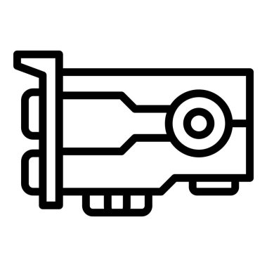 Grafik kart simgesi ana hatları vektörü. Çevrim içi alışveriş merkezi