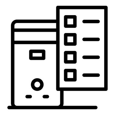 Mağaza perakende bilgisayar ikonu ana hatları vektörü. Dizüstü bilgisayarı sakla