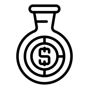 Para matarası ikonu ana hatları vektörü. Şirket işleri.