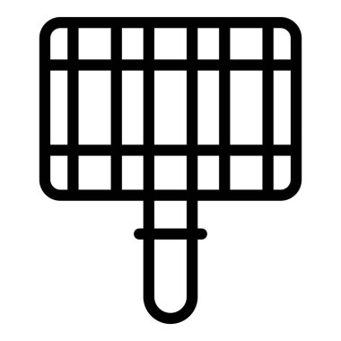 Sıcak ızgara yemek ikonu ana hatları vektörü. Bbq eti