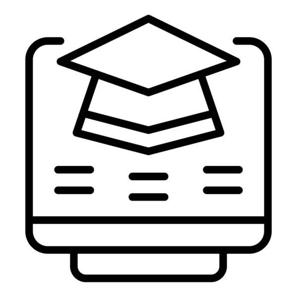 Icono de graduación en línea contorno vector. Prueba de examen — Vector de stock