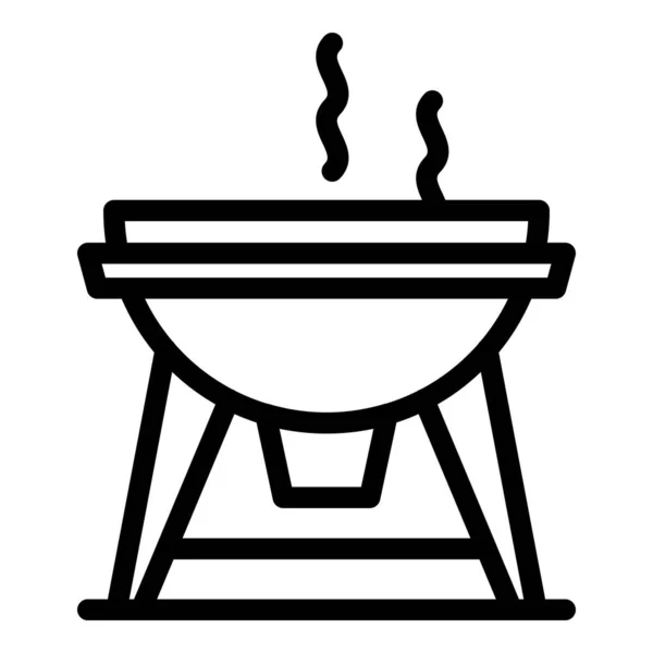 Vettore di contorno icona griglia calda. Carne Bbq — Vettoriale Stock