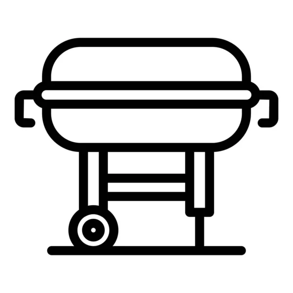 Vecteur de contour d'icône de gril portable. Steak de fête — Image vectorielle