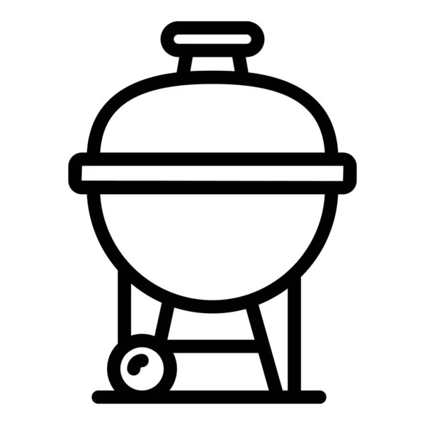 Icono de la parrilla de fuego contorno vector. Carne de bacalao — Vector de stock