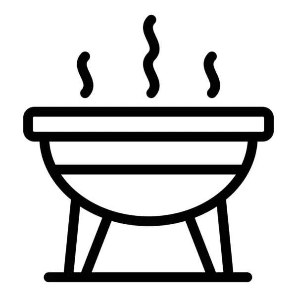 Barbecue icona griglia vettore contorno. Cucinare pic-nic — Vettoriale Stock