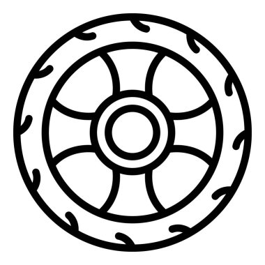 Araba lastiği ikonu ana hat vektörü. Lastik kenarı