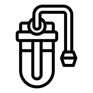 Su filtresi simgesi ana hatları vektörü. Tedavi ekipmanları